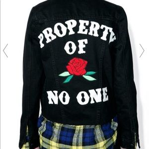 High heels suicide graphic denim jacket